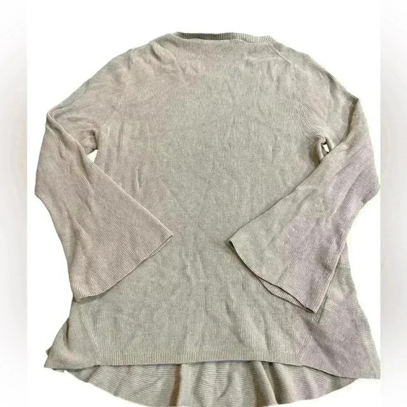 Ann Taylor Loft Ribbed Sweater Bell Sleeves Flared Hem Size L Nude Neutral - Picture 3 of 4
